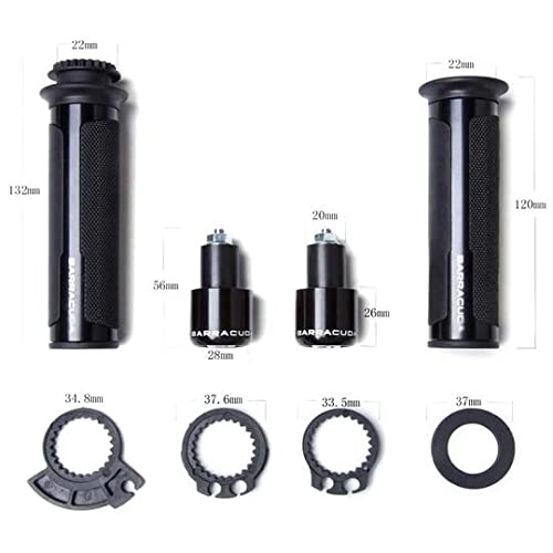 Premium Barracuda Italian Design Handle Grip with Metal Handlebar Ends with Aluminum Insert for Bikes and Motorcycle, (Set of 2)