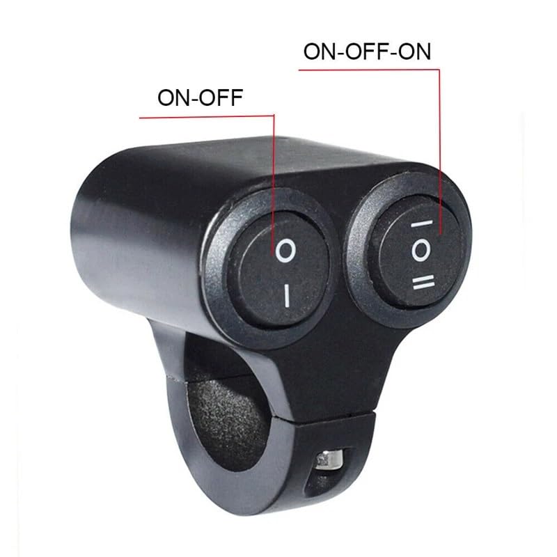 7/8-inch Motorcycle Handlebar Dual Button CNC Metal 12V Switch (1WAY / 2Way) Control for Headlight, Fog Light, Horn, Hazard Control
