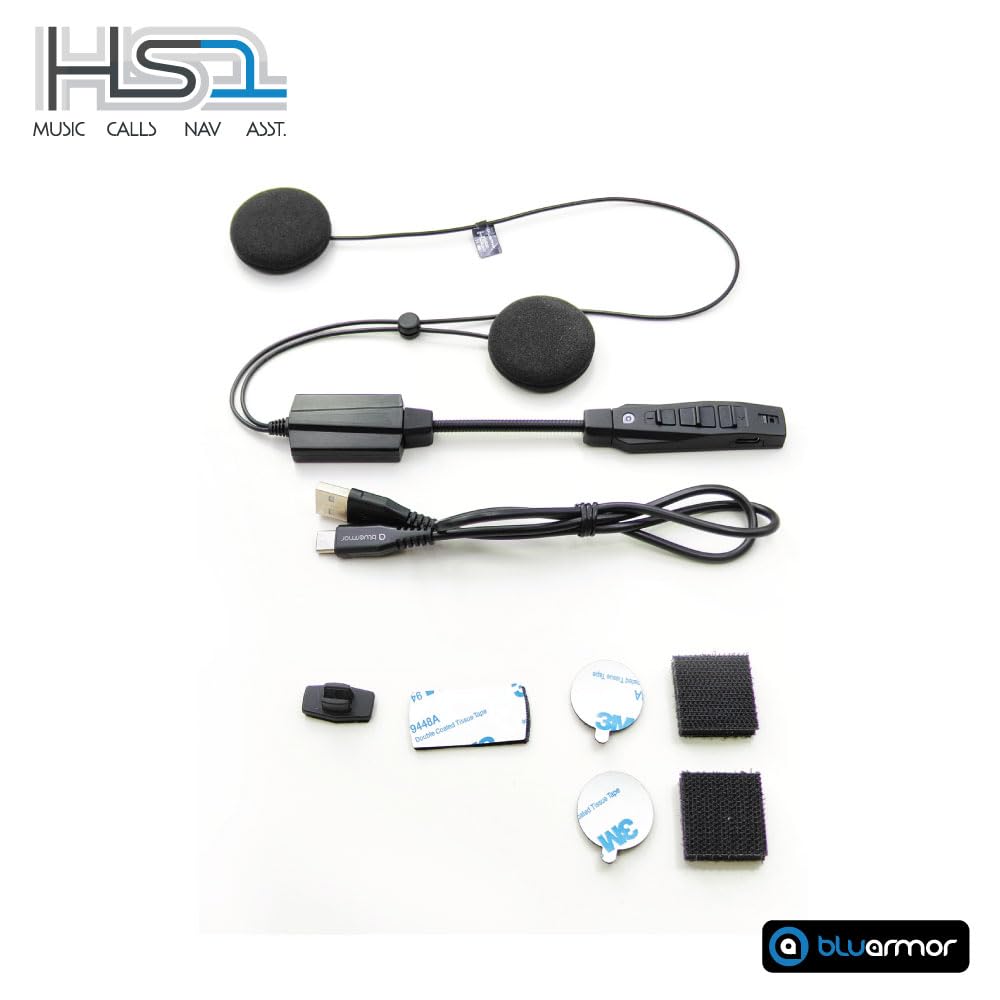 BluArmor Hs1 Helmet Bluetooth On Ear Headset, Hd Music, Calls, Voice Assistant, Navigation, 360° App, (Android, Ios). Fits All Helmet Types