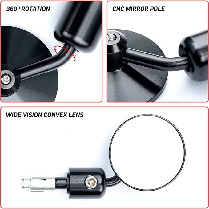 Universal Bike Mirror Glass Bar End Rear View Mirrors Motorcycle Handlebar Side View Mirrors for - All Bike