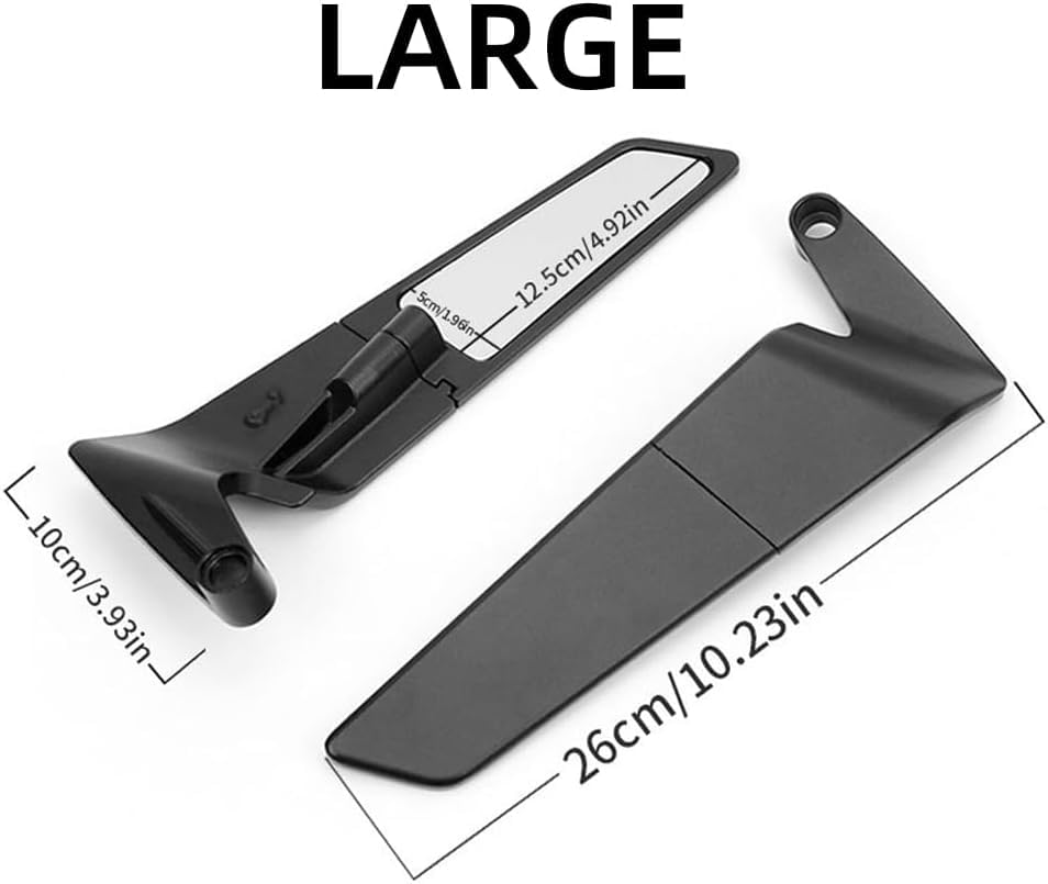 Motorcycle Mirrors with LED Turn Signal Large Stealth Mirror Adjustable Rearview Mirror Wind Wing Side Mirror for Z650 Z900 Z1000 Duke 390 790 1290 MT07 MT09 S1000 Street Bike Mirrors, LARGE