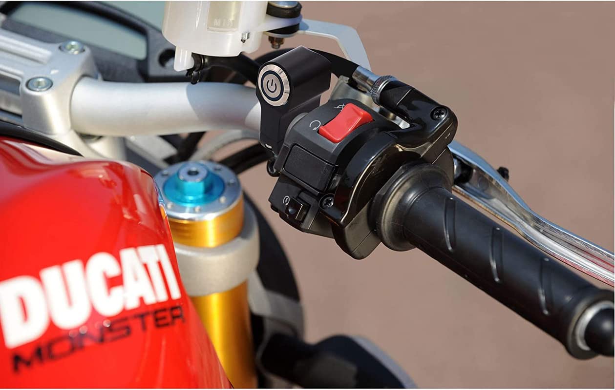 Motors Universal 12V CNC Handlebar Single Push Button With LED Indicator Switch Control Metal Switch for All Bikes and Motorcycles