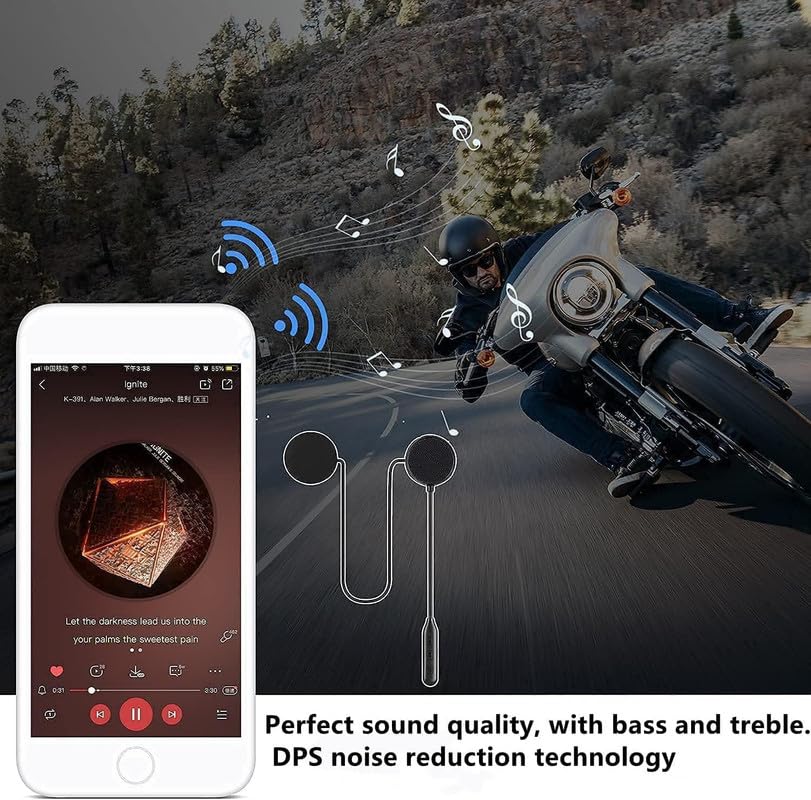 Universal Wireless Motorcycle Helmet Bluetooth On Ear Headset,Hands-Free,Music Call Control,Automatic Call Answering, Waterproof Bluetooth 5.0 System with 50hrs Playing Time, C-Type Charging