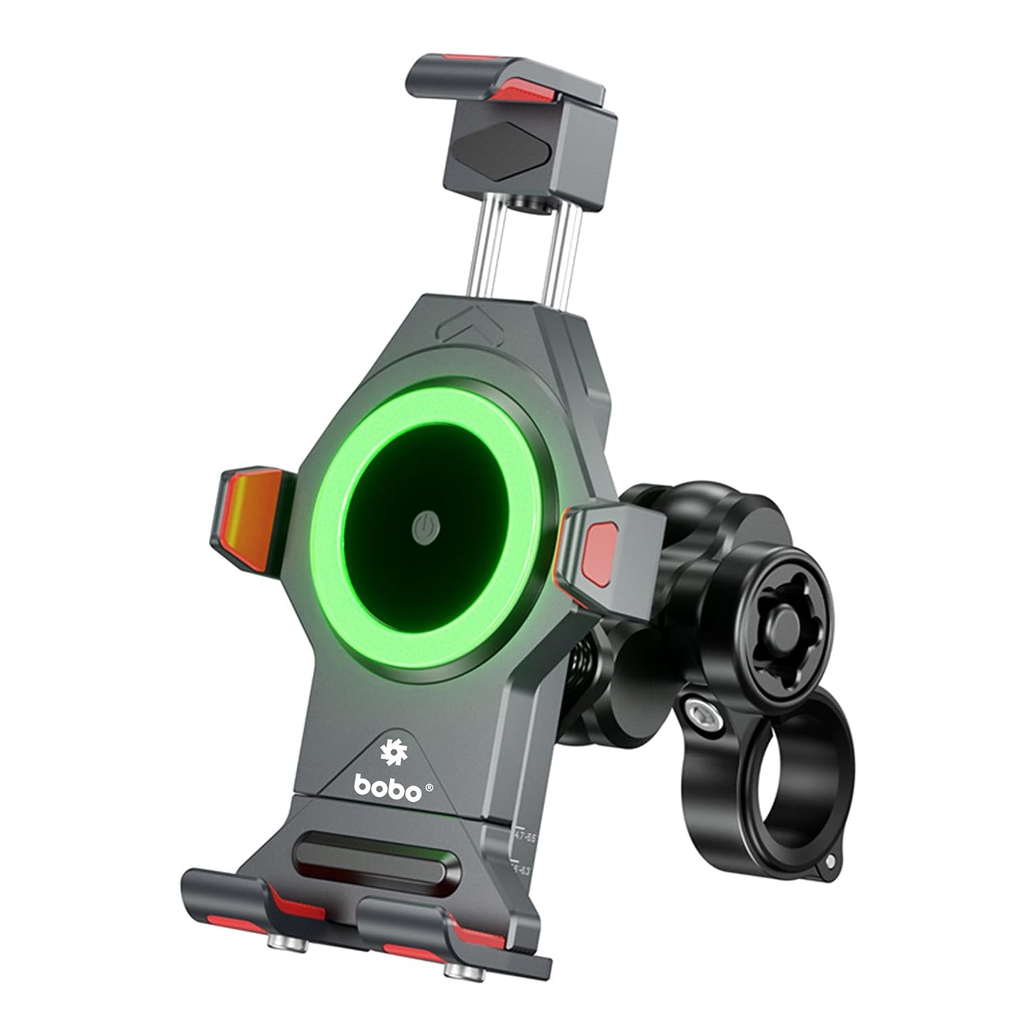 BOBO BM16 PRO Anti-Vibration Anti-Theft Metallic Waterproof Bike/Motorcycle/Scooter Mobile Phone Holder Mount with Fast 15W Wireless Charger, Ideal for Maps and GPS Navigation (Black)