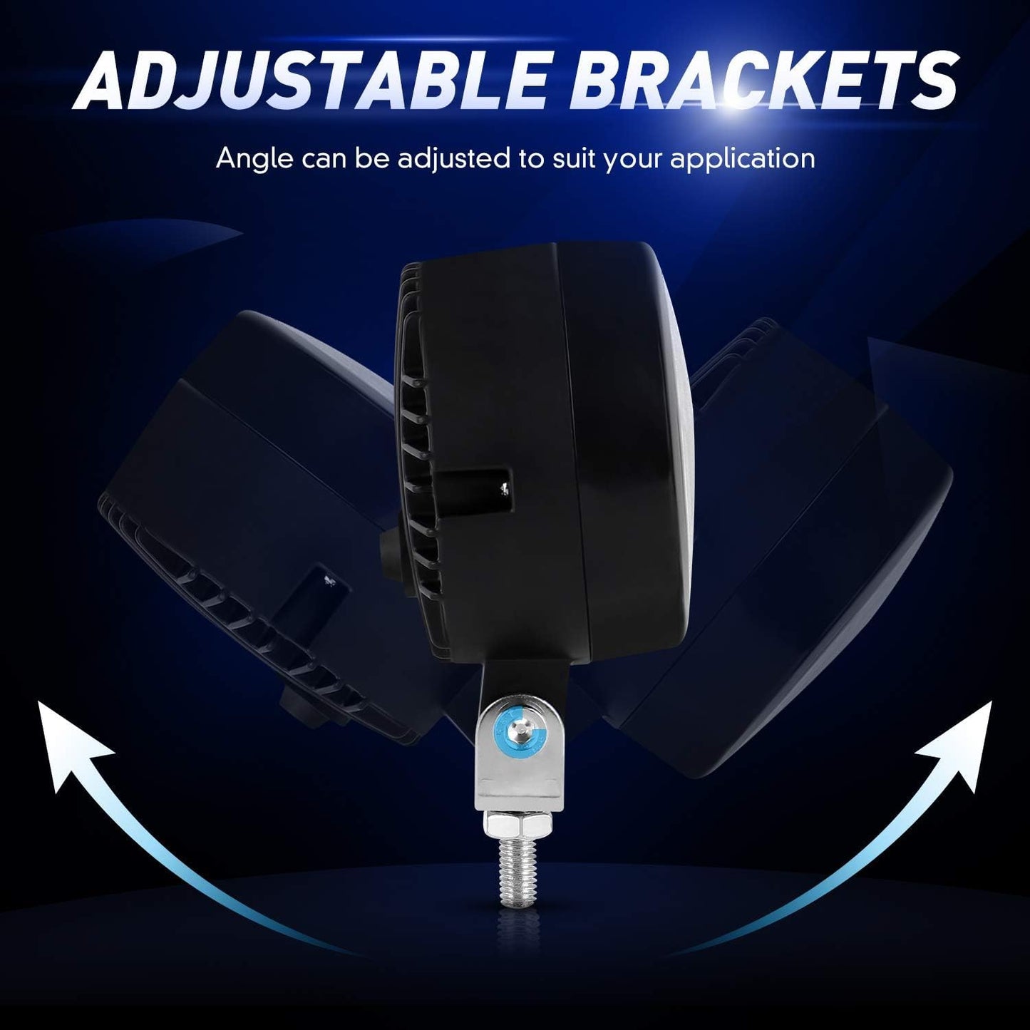 Motorcycle Headlight LED Fog Light 3 inch Round Blue Angel Eye DRL White Light 10-80V DC 8000LM Waterproof Off-road Vehicle Marine Work Light (2 PCS)