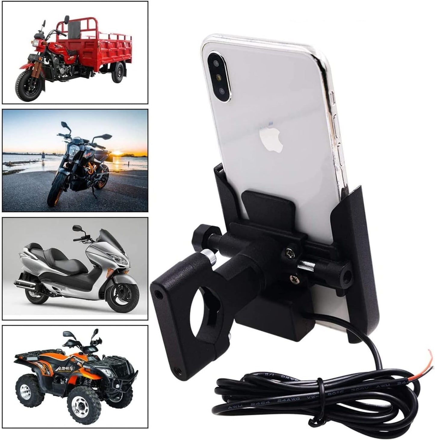 LGP LUNKAR GENUINE PARTS Metal CNC Charging 3.0 Mobile Phone Holder Handlebar Mount Stand 360° Rotational for All Smartphones