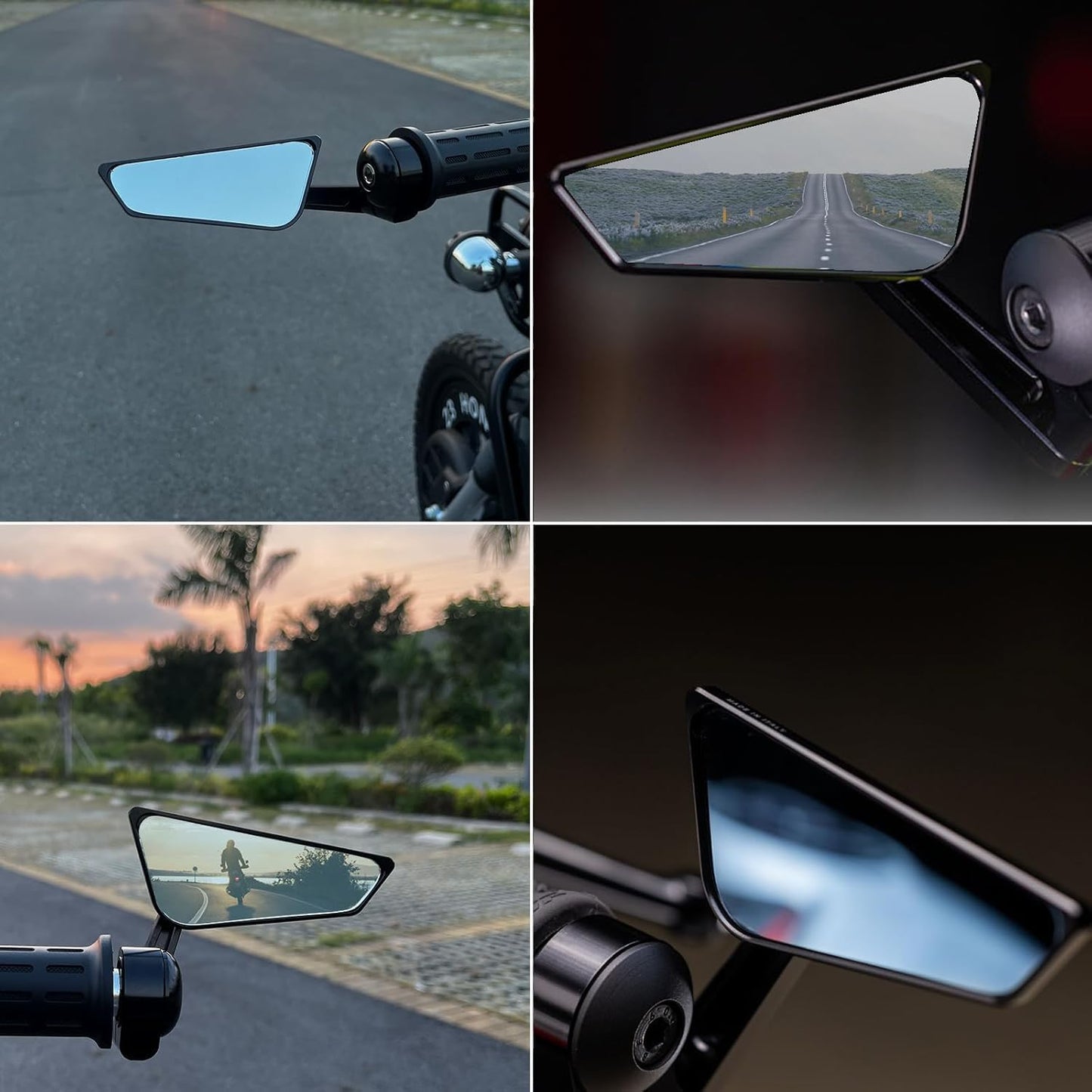 Motorcycle Bar End Mirrors 7/8" 22mm Handlebar Mirror CNC Aluminum for YZF R1 R6 390 790 Duke Ninja 650 Z900 Z650 1290 Super Duke R V4 1100 Cut Edge Rear View Mirror, BLACK