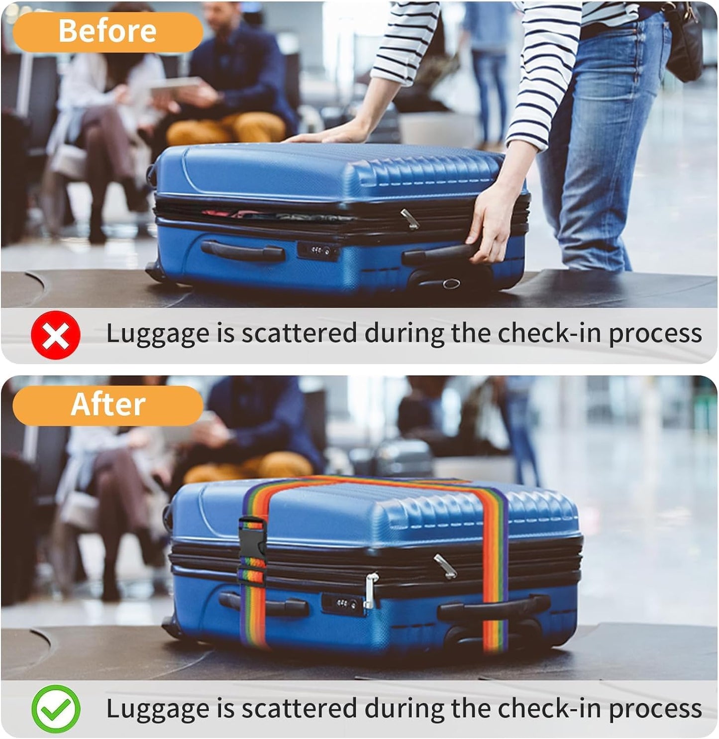 Adjustable Luggage Straps Suitcase Belts Travel Bag Accessories, 2 Meter