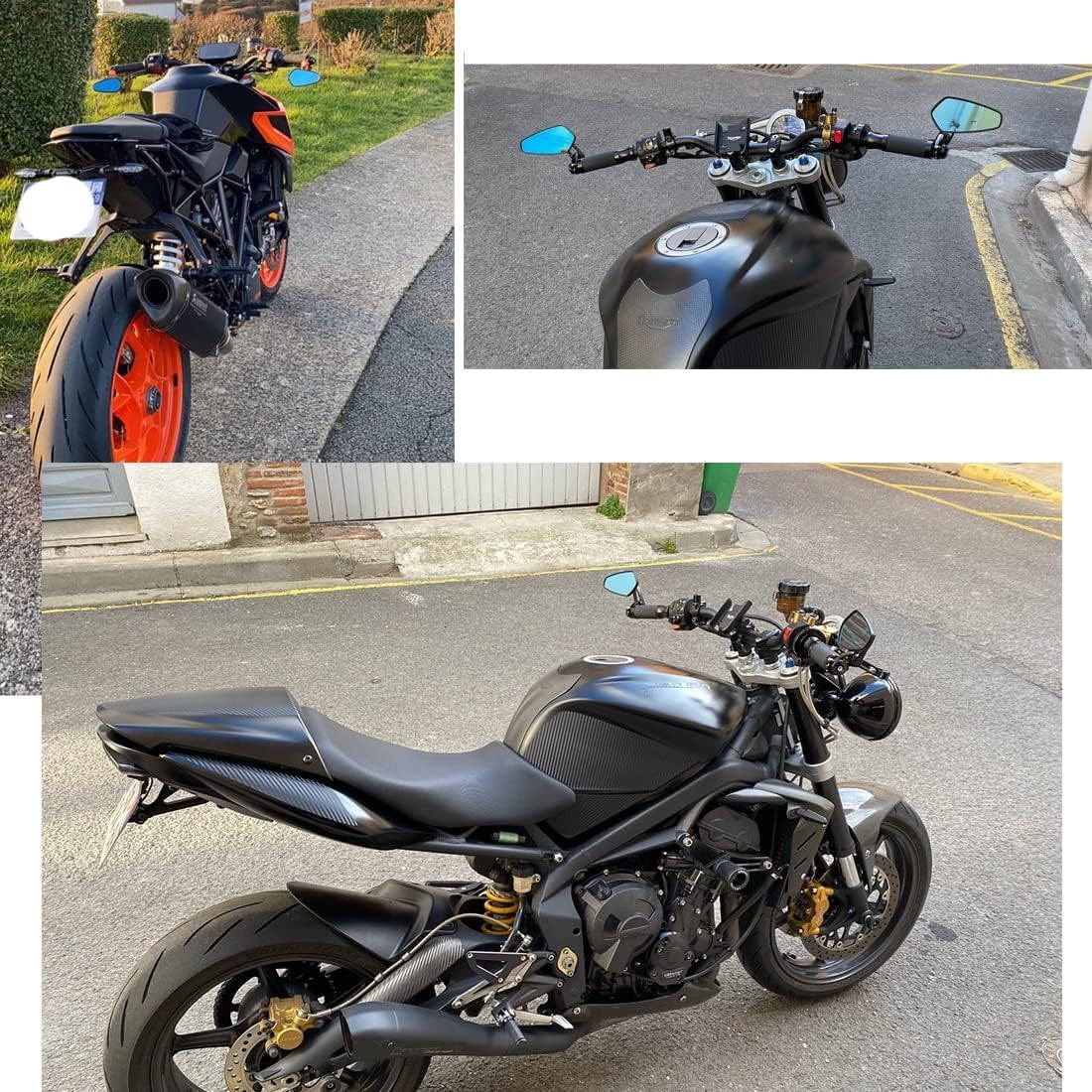 CNC Aluminium 7/8" Universal Handle Bar End Rearview Foldable Side Mirror for All Bikes and Motorcycle, Carbon BLACK