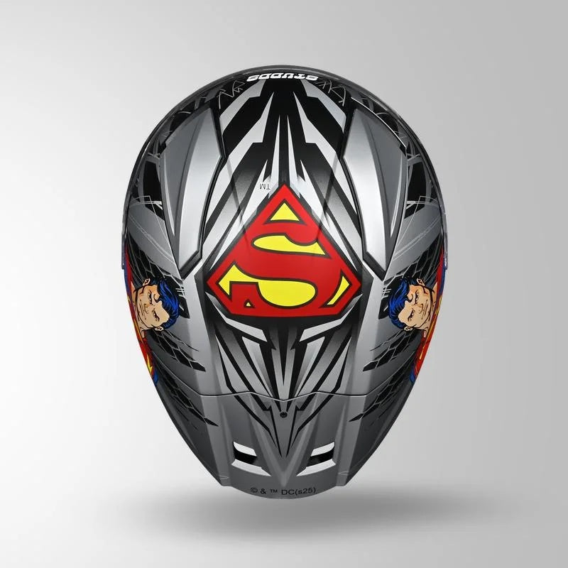 GUB STUDDS Helios Superman Edition Matte Finish Full Face Pinlock and Antifog ISI and DOT Certified Helmet with Dual Visor