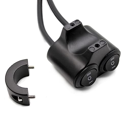 7/8-inch Motorcycle Handlebar Dual Button CNC Metal 12V Switch (Both 2-Way) Control for Headlight, Fog Light, Horn, Hazard Control