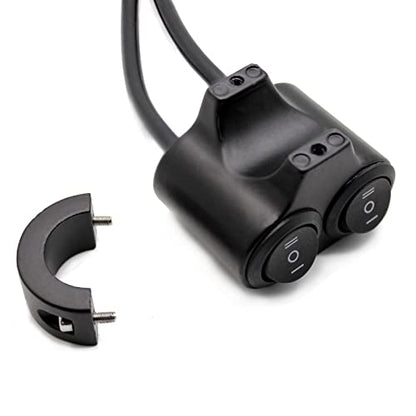 7/8-inch Motorcycle Handlebar Dual Button CNC Metal 12V Switch (Both 2-Way) Control for Headlight, Fog Light, Horn, Hazard Control