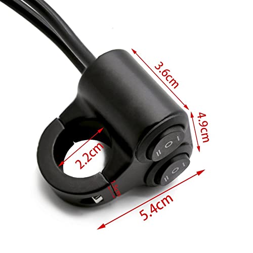 7/8-inch Motorcycle Handlebar Dual Button CNC Metal 12V Switch (Both 2-Way) Control for Headlight, Fog Light, Horn, Hazard Control