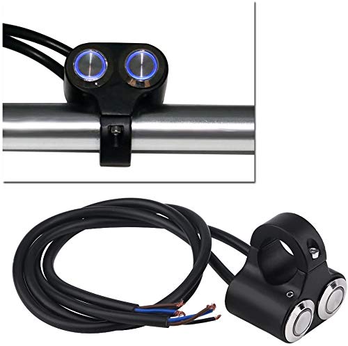 7/8-inch Motorcycle Handlebar Dual Push Button CNC Metal 12V (1-Way) Switch Control for Headlight, Fog Light, Horn, Hazard Control with LED Indicator