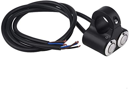 7/8-inch Motorcycle Handlebar Dual Push Button CNC Metal 12V (1-Way) Switch Control for Headlight, Fog Light, Horn, Hazard Control with LED Indicator