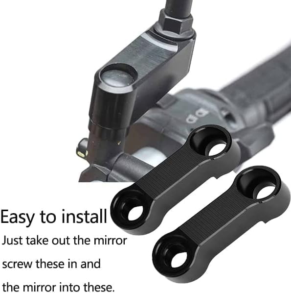 GUB Motorcycle Mirror Extender 10mm 8mm Mirror Mount Adapter Mirror Riser Adapter Kit for Motorcycle & Bikes Modification, Black