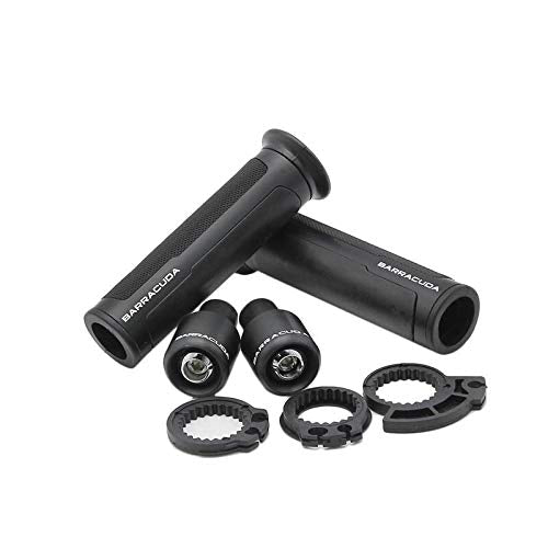 Premium Barracuda Italian Design Handle Grip with Metal Handlebar Ends with Aluminum Insert for Bikes and Motorcycle, (Set of 2)