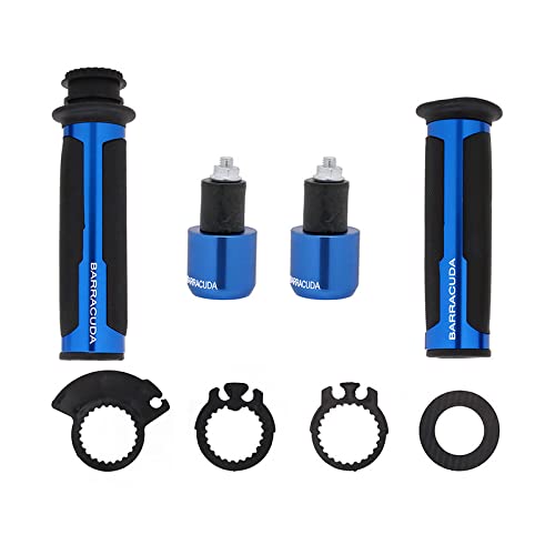 Premium Barracuda Italian Design Handle Grip with Metal Handlebar Ends with Aluminum Insert for Bikes and Motorcycle, (Set of 2)