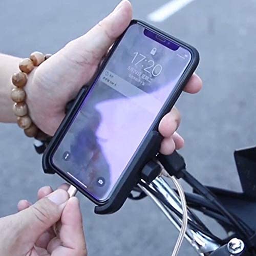 GUB Metal CNC Motorcycle Mobile Phone Holder with Mirror Mount Stand 360 Degree Rotational for All Smartphones