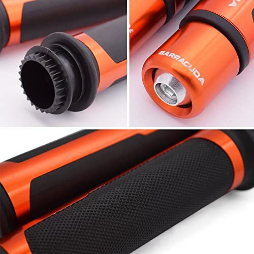 Premium Barracuda Italian Design Handle Grip with Metal Handlebar Ends with Aluminum Insert for Bikes and Motorcycle, (Set of 2)