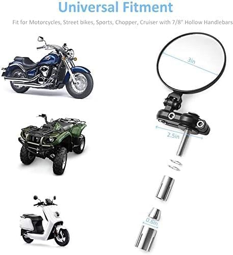 Universal Bike ROUND Folding Mirror Glass Bar End Rear View Mirrors Motorcycle Handlebar Side View Mirrors for - All Bike & Motorcycle