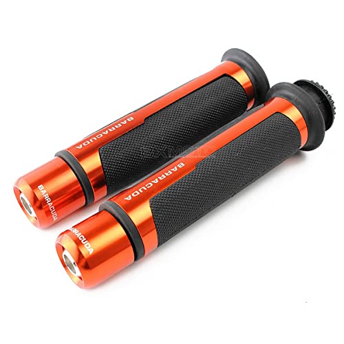 Premium Barracuda Italian Design Handle Grip with Metal Handlebar Ends with Aluminum Insert for Bikes and Motorcycle, (Set of 2)