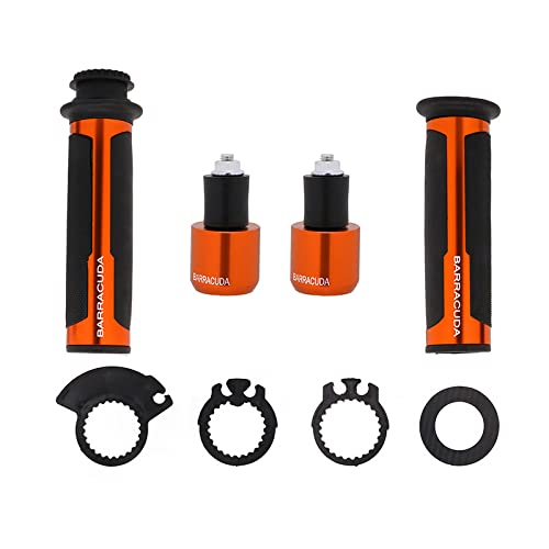 Premium Barracuda Italian Design Handle Grip with Metal Handlebar Ends with Aluminum Insert for Bikes and Motorcycle, (Set of 2)