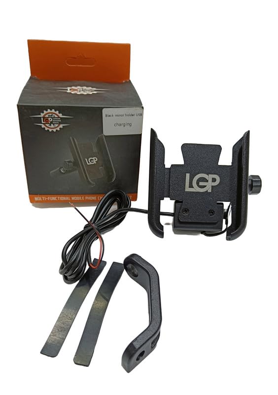 LGP LUNKAR GENUINE PARTS Metal CNC Charging 3.0 Mobile Phone Holder Mirror Mount Stand 360° Rotational for All Smartphones