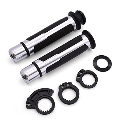 Premium Barracuda Italian Design Handle Grip with Metal Handlebar Ends with Aluminum Insert for Bikes and Motorcycle, (Set of 2)