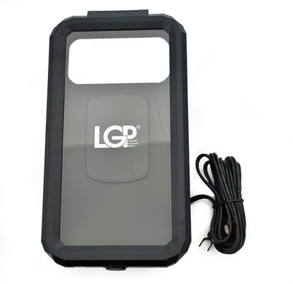 LGP LUNKAR GENUINE PARTS Mb11H Handlebar Mount Fully Waterproof Bike/Motorcycle/Scooter Mobile Phone Holder Mount With 15W Wireless&Usb-C Input/Output Charger,Ideal For Maps&Gps Navigation,Black