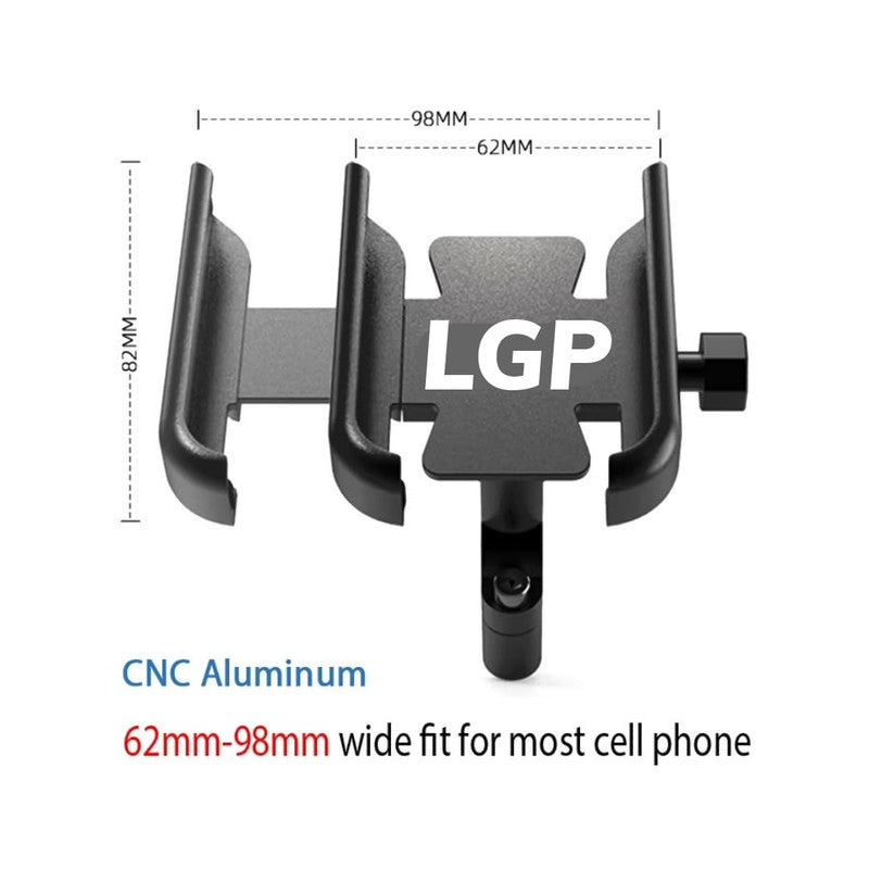LGP LUNKAR GENUINE PARTS Metal CNC Mobile Phone Holder Handlebar Mount Stand 360 Degree Rotational for All Smartphones
