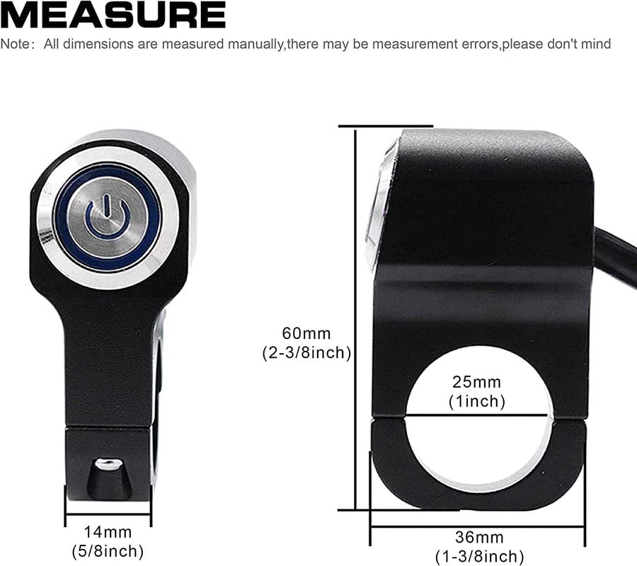 Motors Universal 12V CNC Handlebar Single Push Button With LED Indicator Switch Control Metal Switch for All Bikes and Motorcycles
