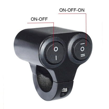 7/8-inch Motorcycle Handlebar Dual Button CNC Metal 12V Switch (1WAY / 2Way) Control for Headlight, Fog Light, Horn, Hazard Control