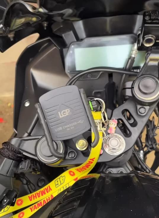 LGP LUNKAR GENUINE PARTS Mb1 Jaw-Grip Waterproof Bike/Motorcycle/Scooter Mobile Phone Holder Mount With Fast Usb 3.0 Charger, Ideal For Maps And Gps Navigation (Black)