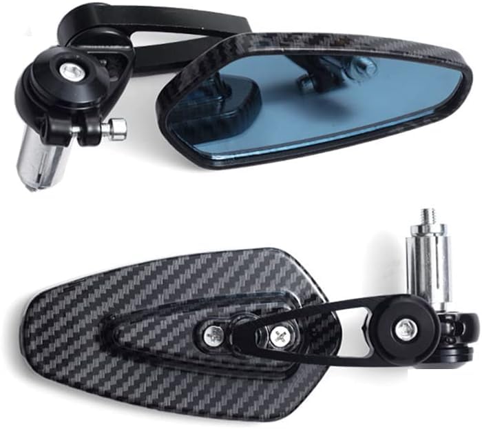CNC Aluminium 7/8" Universal Handle Bar End Rearview Foldable Side Mirror for All Bikes and Motorcycle, Carbon BLACK