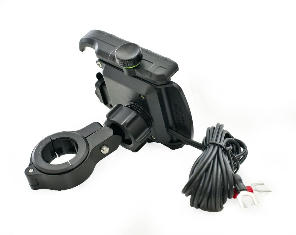 LGP LUNKAR GENUINE PARTS Mb1 Jaw-Grip Waterproof Bike/Motorcycle/Scooter Mobile Phone Holder Mount With Fast Usb 3.0 Charger, Ideal For Maps And Gps Navigation (Black)