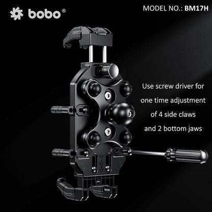 BOBO BM17H PRO Handlebar Mount Anti-Vibration Anti-Theft Waterproof Bike/Motorcycle/Scooter Mobile Phone Holder Mount, Ideal for Maps and GPS Navigation (Black)
