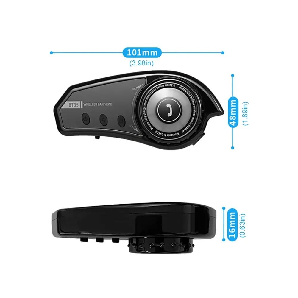 Motorcycle BT-35 Helmet Bluetooth, Bluetooth 5.0 EDR IP67 Waterproof 800mAh Wireless Motorcycle Headset Automatic Answer Motorcycle Headset (with RGB Ambient Lighting)