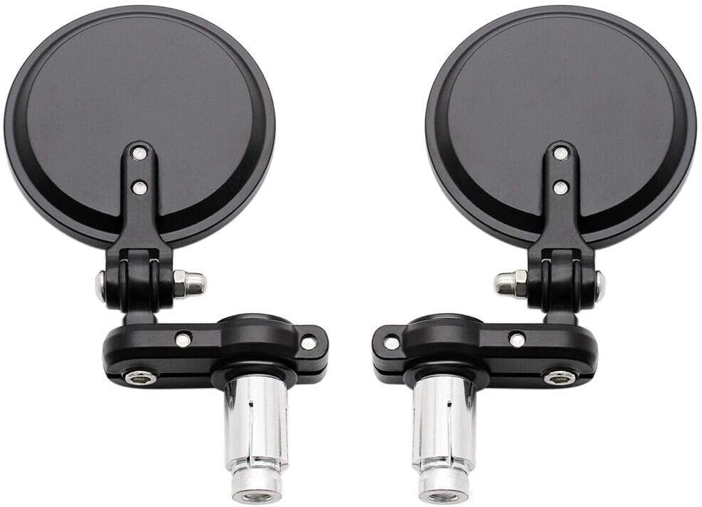 Universal Bike ROUND Folding Mirror Glass Bar End Rear View Mirrors Motorcycle Handlebar Side View Mirrors for - All Bike & Motorcycle