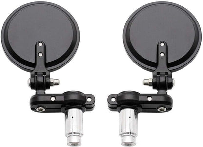 Universal Bike ROUND Folding Mirror Glass Bar End Rear View Mirrors Motorcycle Handlebar Side View Mirrors for - All Bike & Motorcycle