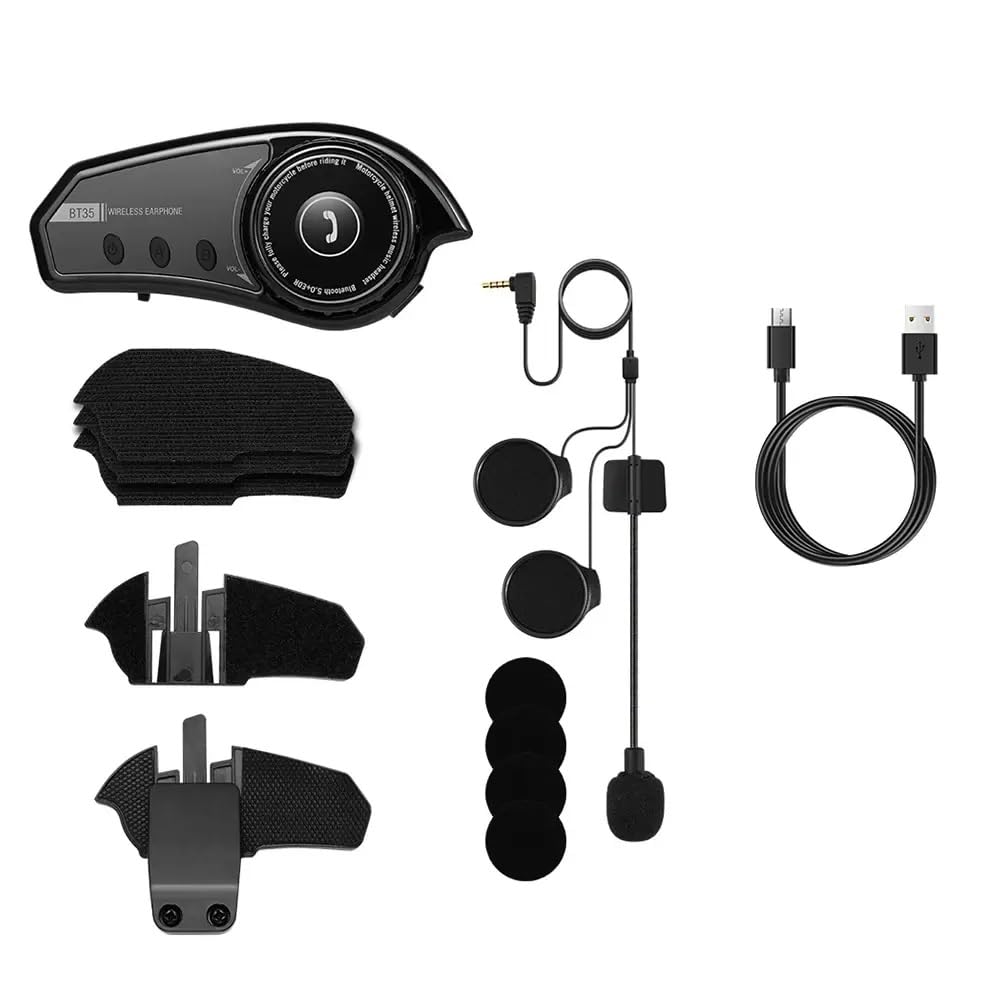 Motorcycle BT-35 Helmet Bluetooth, Bluetooth 5.0 EDR IP67 Waterproof 800mAh Wireless Motorcycle Headset Automatic Answer Motorcycle Headset (with RGB Ambient Lighting)