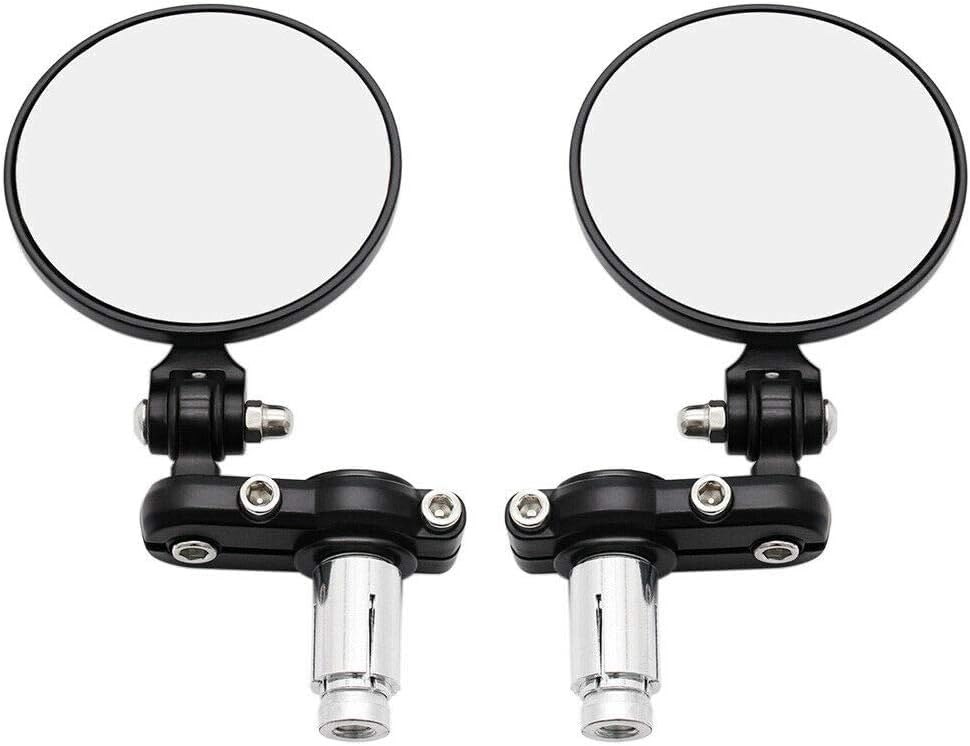 Universal Bike ROUND Folding Mirror Glass Bar End Rear View Mirrors Motorcycle Handlebar Side View Mirrors for - All Bike & Motorcycle