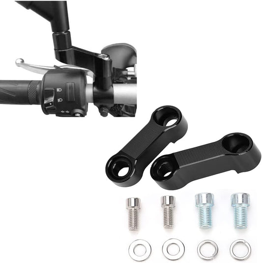 GUB Motorcycle Mirror Extender 10mm 8mm Mirror Mount Adapter Mirror Riser Adapter Kit for Motorcycle & Bikes Modification, Black