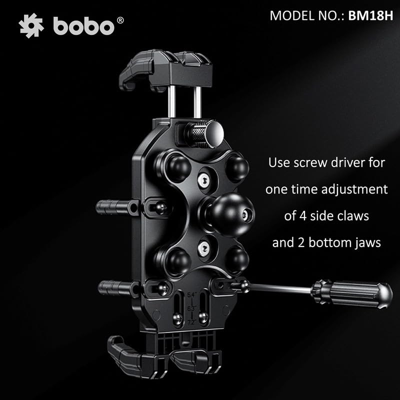 BOBO BM18H PRO Handlebar Anti-Vibration Anti-Theft Waterproof Bike/Motorcycle/Scooter Mobile Phone Holder Mount with Fast 15W Wireless & USB-C Charger, Ideal for Maps and GPS Navigation (Black)