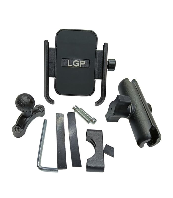 LGP LUNKAR GENUINE PARTS LGP 1310 Jaw-Grip Waterproof Handlebar Mount Stand 360° Rotational with Dual Ball Adjustment Mechanism Mobile Phone Holder Mount Ideal for Maps and GPS Navigation (Black)