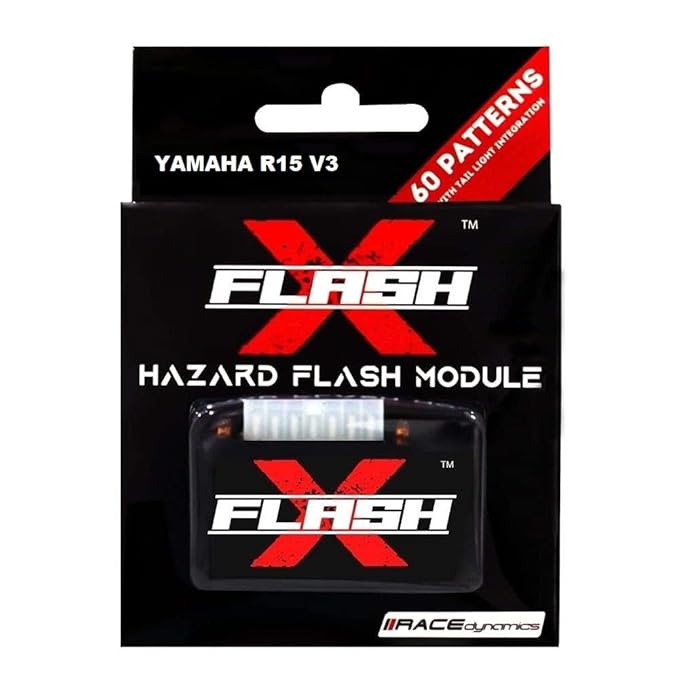 GUB Flash X Hazard Module, Blinker/Flasher (60 Pattern) for Yamaha R15 FZ25, V3 Plug N Play, Black