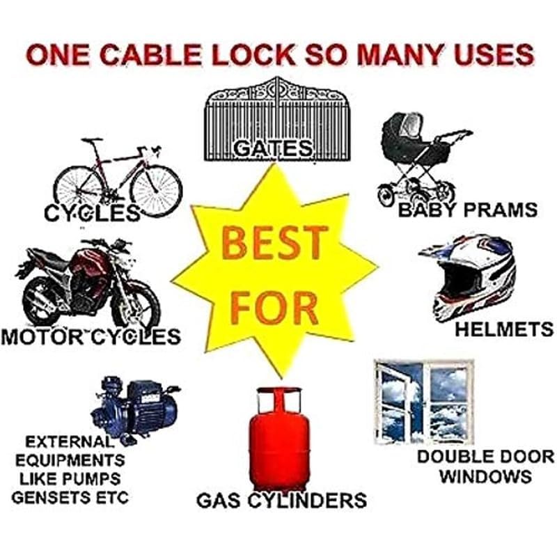 GUB 3-Digit Combination Cable - Portable & Resettable Password Bike/Bicycle Helmet Heavy Duty Security Number Lock for All Motorcycles and House Hold Needs, BLACK