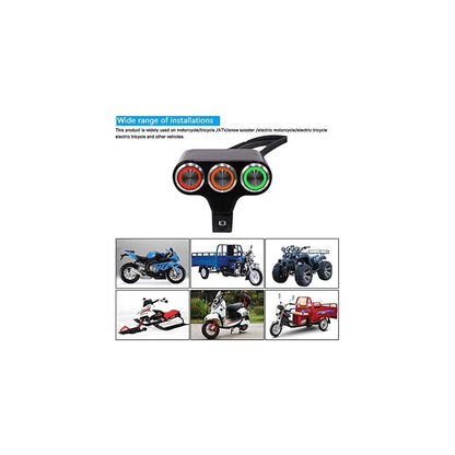 GUB Universal Handlebar Triple Push Button Switch With LED for Fog Lights | Auxilary Light Switch- Multipurpose (2 ON/OFF & 1-PUSH)