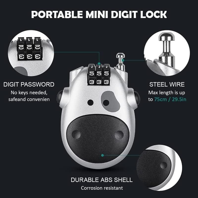 GUB Portable Helmet Lock/Wheel Lock Wire Rope Anti-Theft Lock 3 Digit for Suitcase Helmet Luggage Toolbox