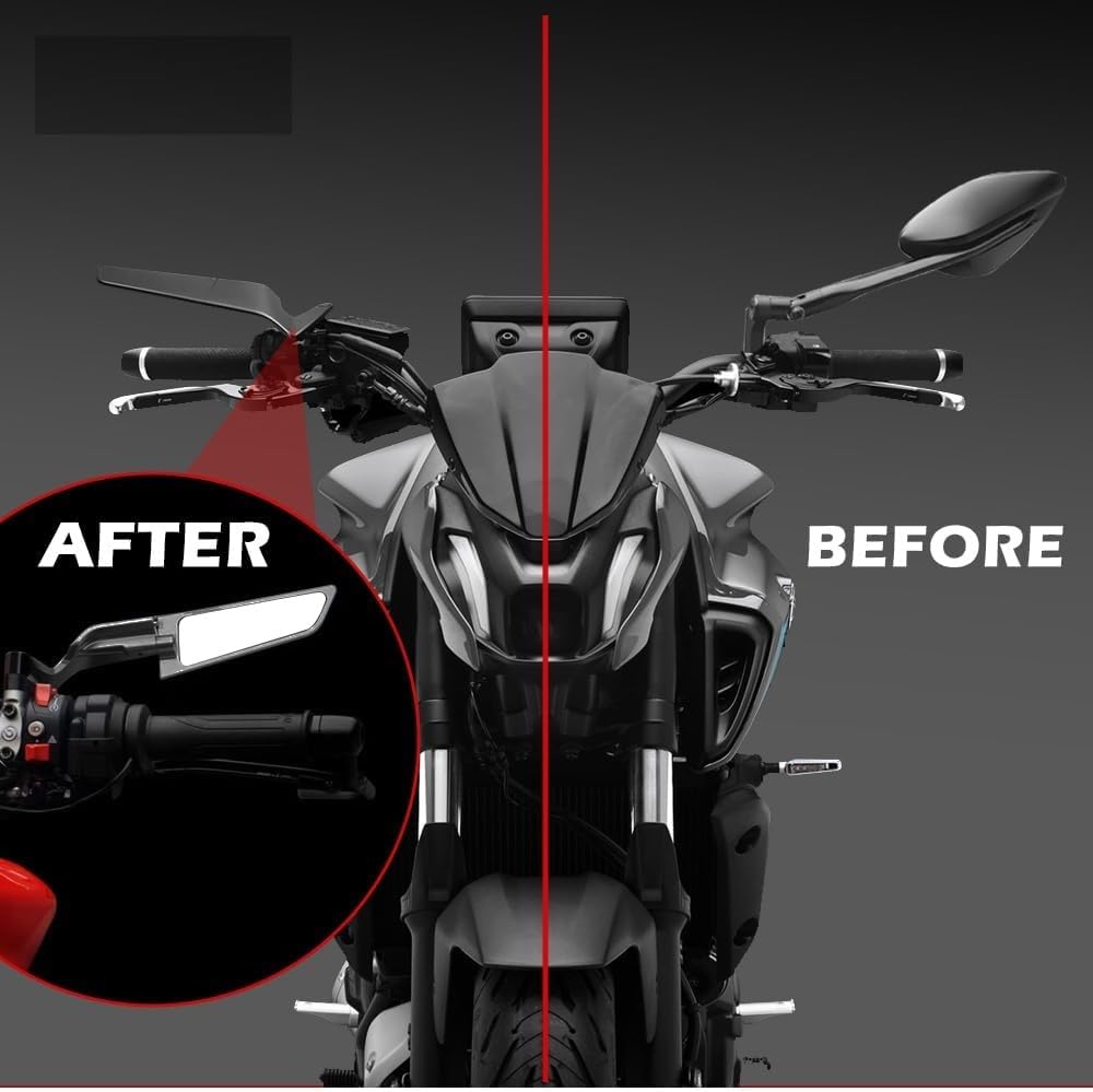 Racing Motorcycle Rear View Mirrors Adjustable Rotating Stealth Mirrors Wind Wing Side Mirror for Z400 Z650 Z900 1290 Super Duke R Evo ABS 390 Duke Street Bike (Black, Large)